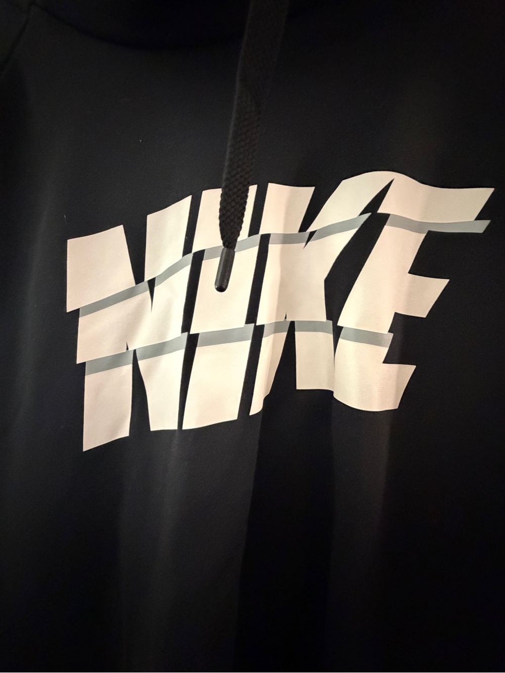 Nike Black Pullover Hoodie with White Stacked Logo - Picture 2 of 5